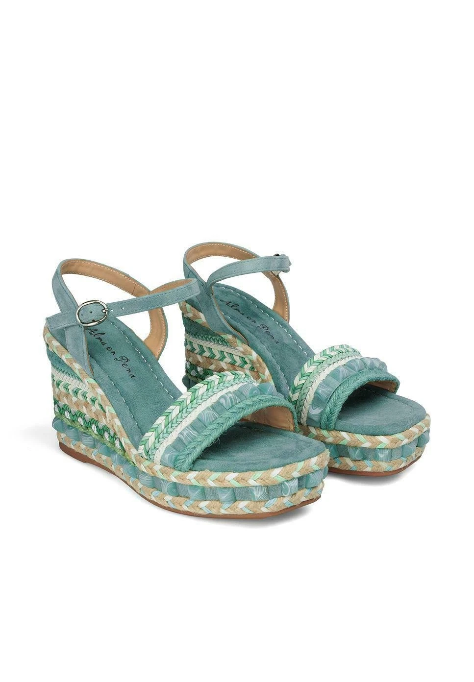 Alma En Pena Sevillano - Sandalen Met Sleehak - Verde 2 Alma En Pena Sevillano - Sandalen Met Sleehak - Verde - Afbeelding 2